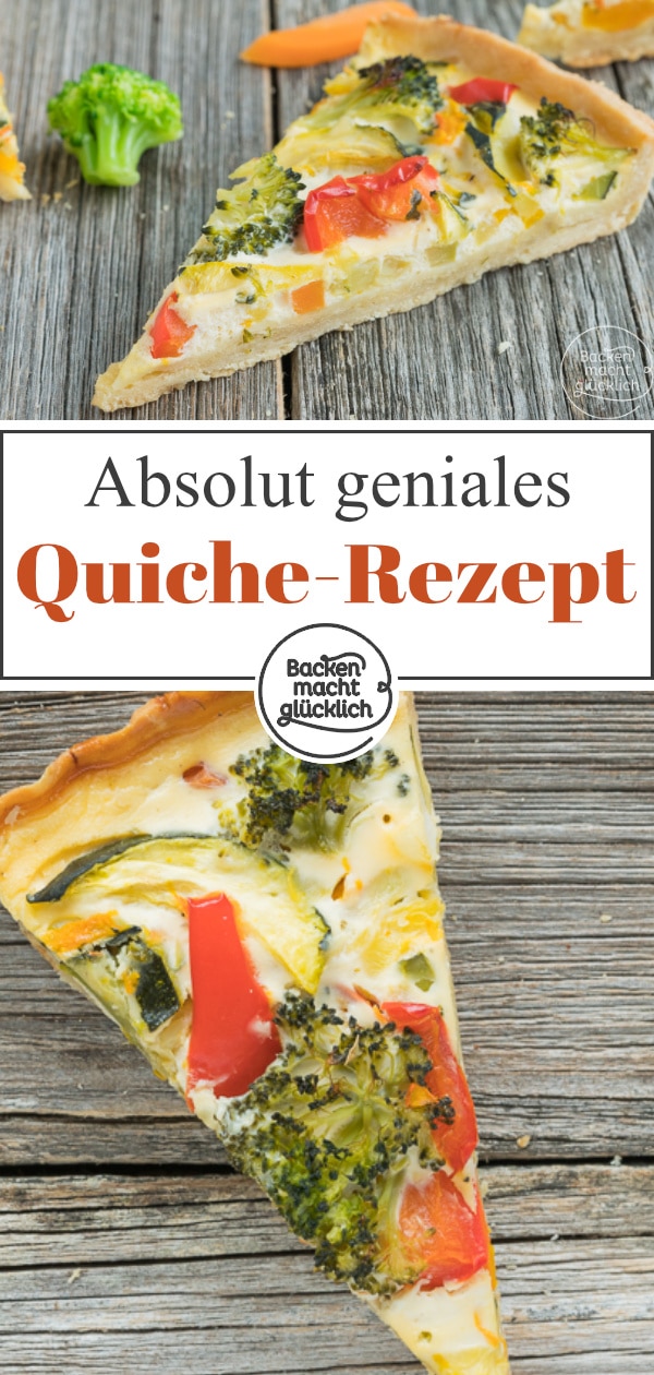 Absolut köstliche Gemüsequiche mit Ziegenkäse und Mürbeteig - perfekt zum Abendessen oder als Snack.