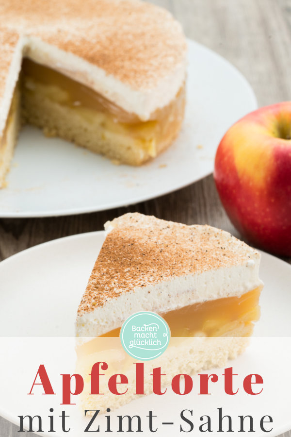 Die beste Apfel-Sahne-Torte mit Pudding und Mürbeteig: kommt garantiert gut an, ist superlecker & einfach zu machen!