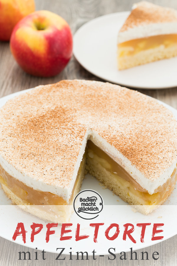 Die beste Apfel-Sahne-Torte mit Pudding und Mürbeteig: kommt garantiert gut an, ist superlecker & einfach zu machen!