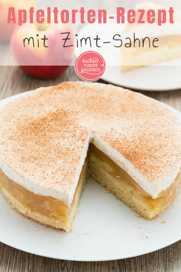 Die beste Apfel-Sahne-Torte mit Pudding und Mürbeteig: kommt garantiert gut an, ist superlecker & einfach zu machen!