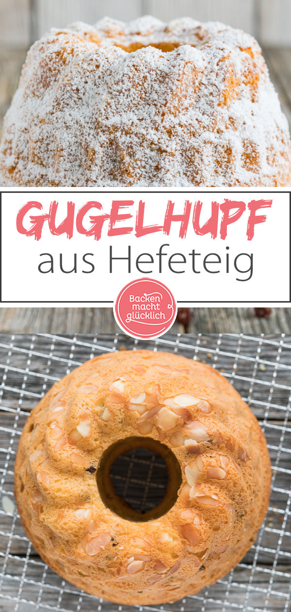 Ein Hoch auf den Klassiker! Omas Gugelhupf aus Hefeteig wird wunderbar saftig und flaumig. Mit und ohne Rosinen lecker