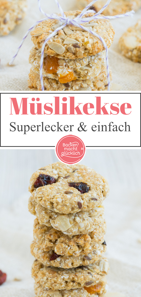 Superlecker, blitzschnell zubereitet und noch dazu gesund: Diese fettarmen, veganen Müsli-Cookies sind echte Nervennahrung für Klein und Groß!