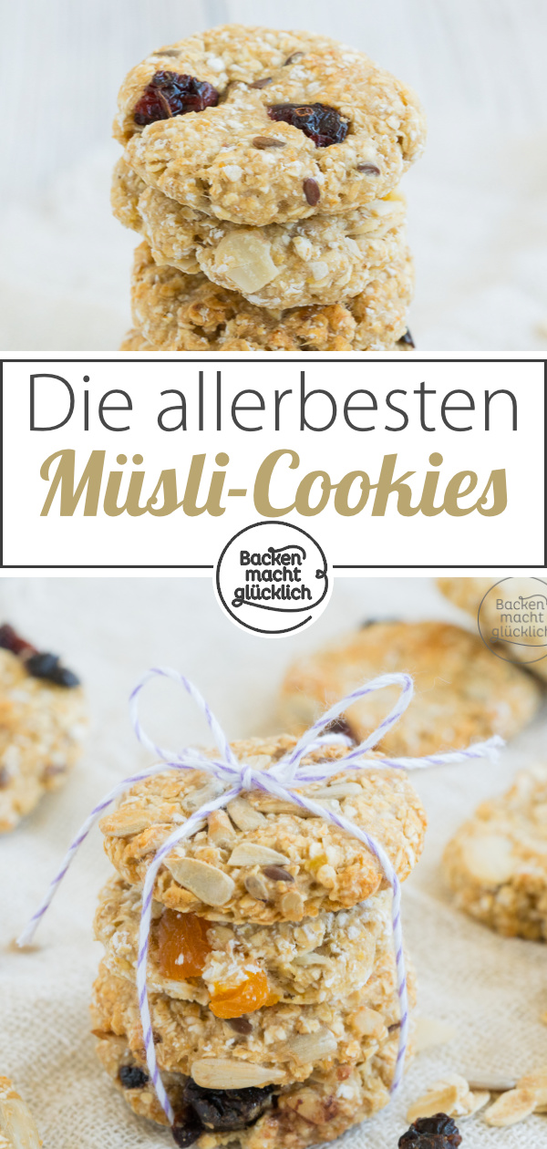 Superlecker, blitzschnell zubereitet und noch dazu gesund: Diese fettarmen, veganen Müsli-Cookies sind echte Nervennahrung für Klein und Groß!