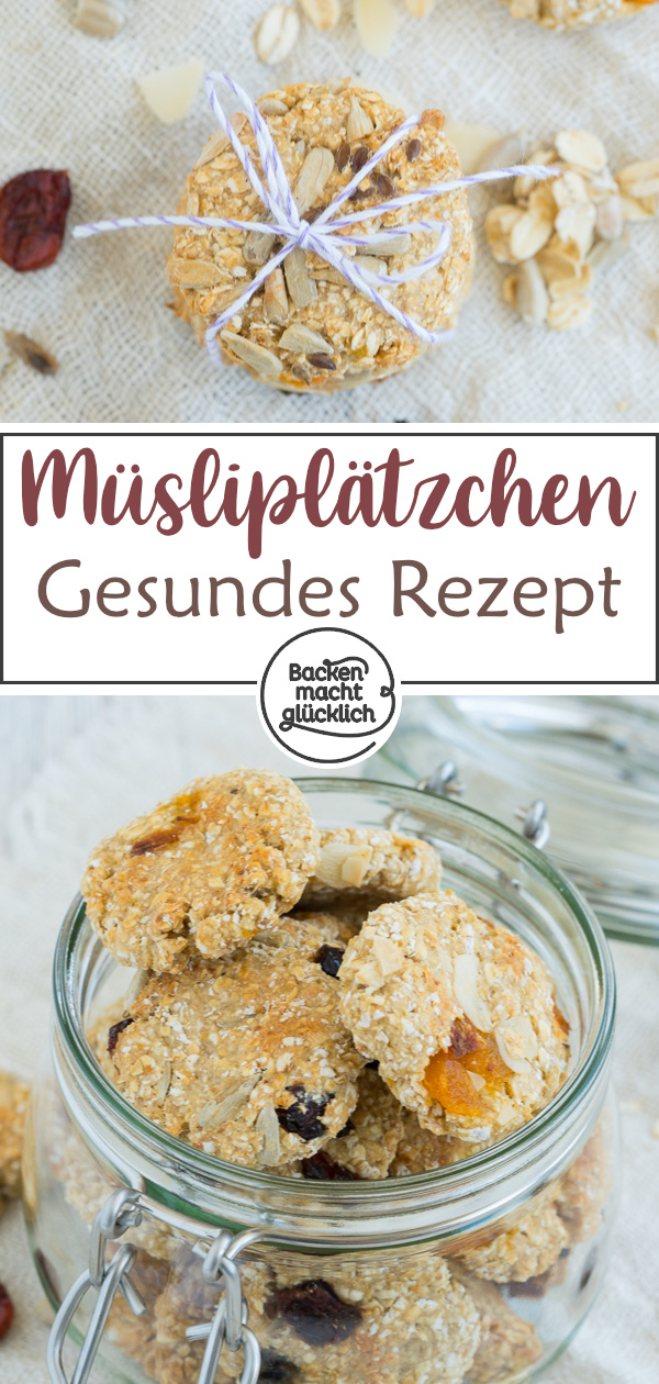 Superlecker, blitzschnell zubereitet und noch dazu gesund: Diese fettarmen, veganen Müsli-Cookies sind echte Nervennahrung für Klein und Groß!