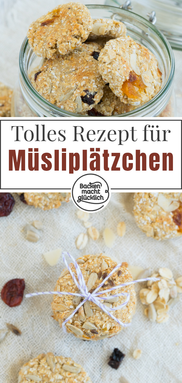 Superlecker, blitzschnell zubereitet und noch dazu gesund: Diese fettarmen, veganen Müsli-Cookies sind echte Nervennahrung für Klein und Groß!