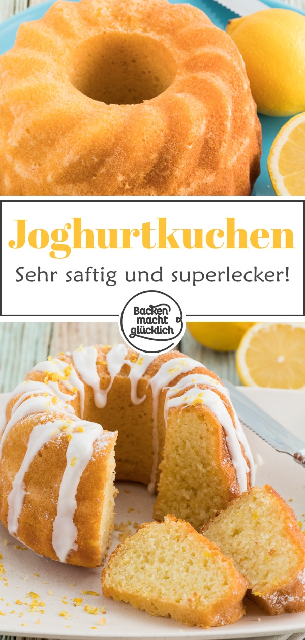 Saftiger Zitronen-Joghurt-Gugelhupf mit Öl. Schnell zubereitet und wunderbar flaumig. Ihr werdet begeistert sein!