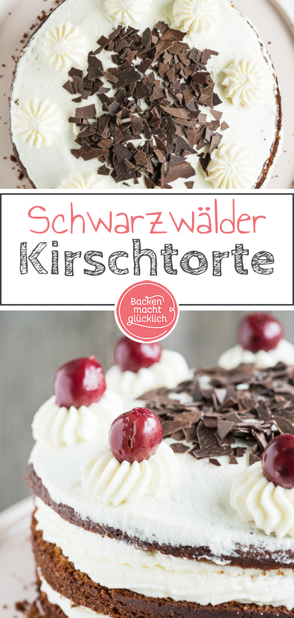 Sahnig, fruchtig, schokoladig: Diese einfache Schwarzwälder Kirschtorte kommt immer gut an! Ohne Alkohol & Gelatine möglich.