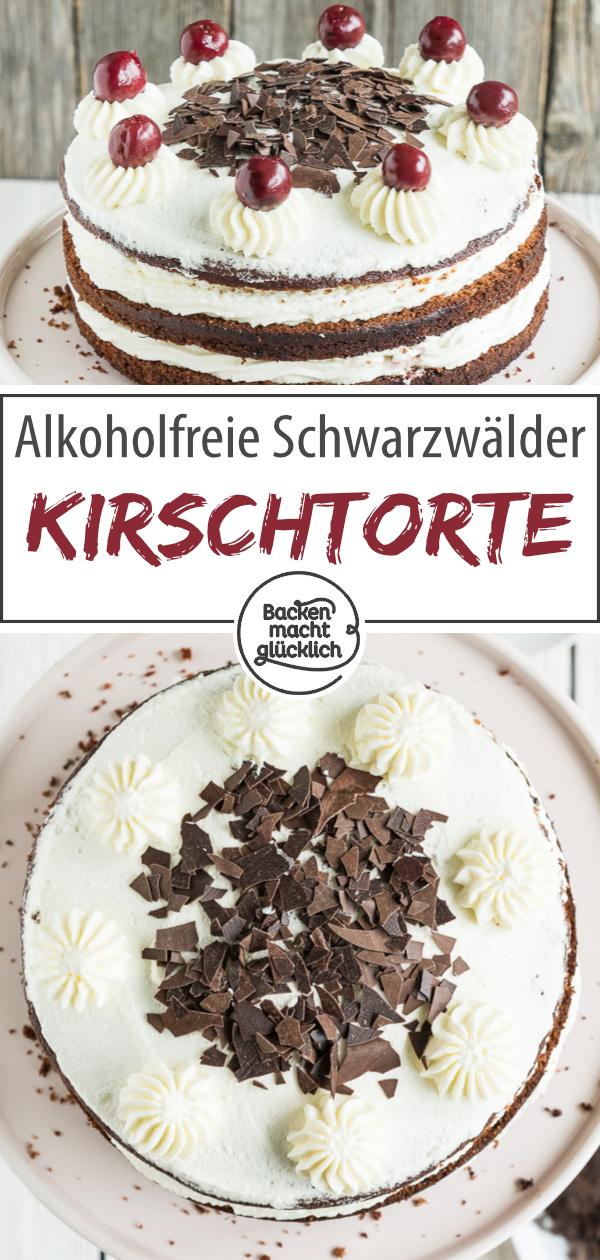 Sahnig, fruchtig, schokoladig: Diese einfache Schwarzwälder Kirschtorte kommt immer gut an! Ohne Alkohol & Gelatine möglich.