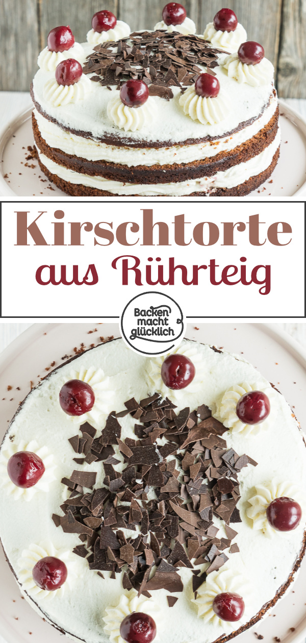 Sahnig, fruchtig, schokoladig: Diese einfache Schwarzwälder Kirschtorte kommt immer gut an! Ohne Alkohol & Gelatine möglich.