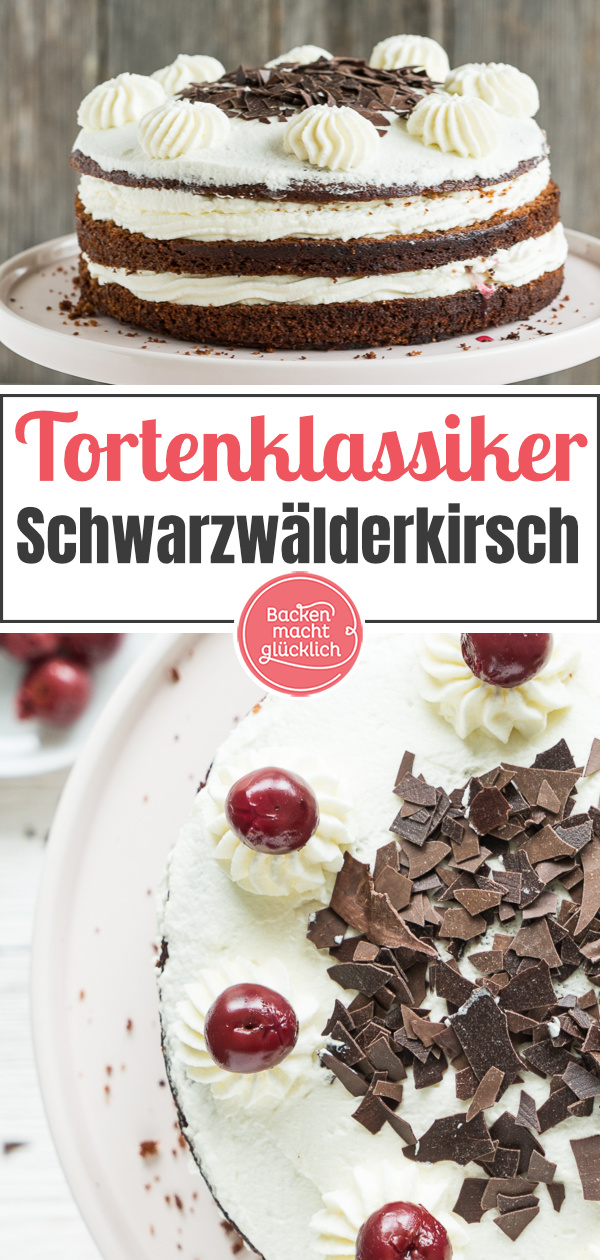 Sahnig, fruchtig, schokoladig: Diese einfache Schwarzwälder Kirschtorte kommt immer gut an! Ohne Alkohol & Gelatine möglich.