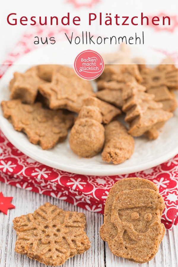 Leckere, gesunde Plätzchen mit nur 3 Zutaten: Die Kekse mit Vollkornmehl, Kokosblütenzucker und Butter sind super schnell, einfach und super schmackhaft. So macht Weihnachten auch gesund Spaß!