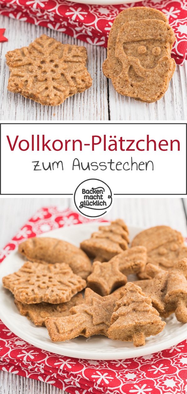 Leckere, gesunde Plätzchen mit nur 3 Zutaten: Die Kekse mit Vollkornmehl, Kokosblütenzucker und Butter sind super schnell, einfach und super schmackhaft. So macht Weihnachten auch gesund Spaß!