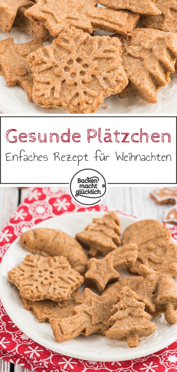 Leckere, gesunde Plätzchen mit nur 3 Zutaten: Die Kekse mit Vollkornmehl, Kokosblütenzucker und Butter sind super schnell, einfach und super schmackhaft. So macht Weihnachten auch gesund Spaß!