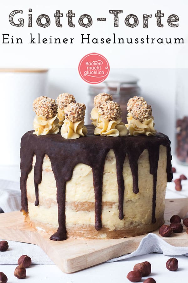 Diese kleine Giotto-Torte ist eine besonders feine Haselnusstorte mit Buttercreme, Sahne und Gebäckkugeln. Die Giotto-Torte ist genau das richtige für festliche Momente – ein kleiner Haselnusstraum.