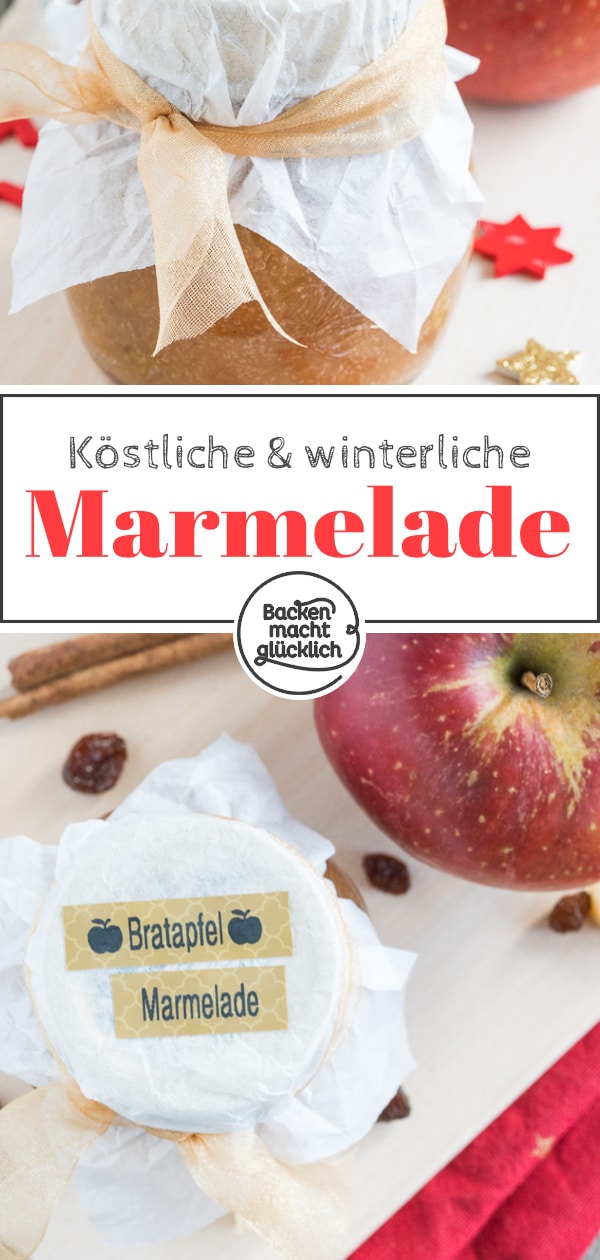 In dieser Bratapfelmarmelade stecken gebackene Äpfel, Zimt, Rosinen und Marzipan – für mich die perfekte winterliche Kombination aus Zutaten. Die Bratapfelmarmelade ist nicht nur ein köstliches Last-Minute-Geschenk aus der Küche, sondern nach den Feiertagen auch eine tolle Möglichkeit, Reste aus der Weihnachtsbäckerei zu verwerten.