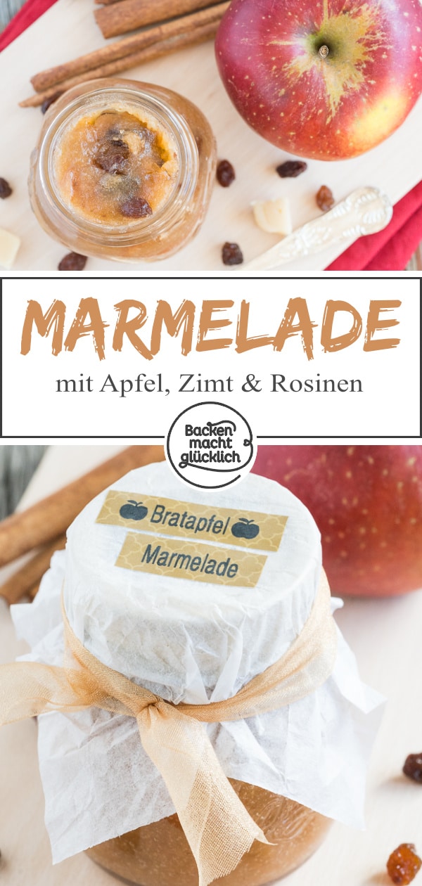 In dieser Bratapfelmarmelade stecken gebackene Äpfel, Zimt, Rosinen und Marzipan – für mich die perfekte winterliche Kombination aus Zutaten. Die Bratapfelmarmelade ist nicht nur ein köstliches Last-Minute-Geschenk aus der Küche, sondern nach den Feiertagen auch eine tolle Möglichkeit, Reste aus der Weihnachtsbäckerei zu verwerten.