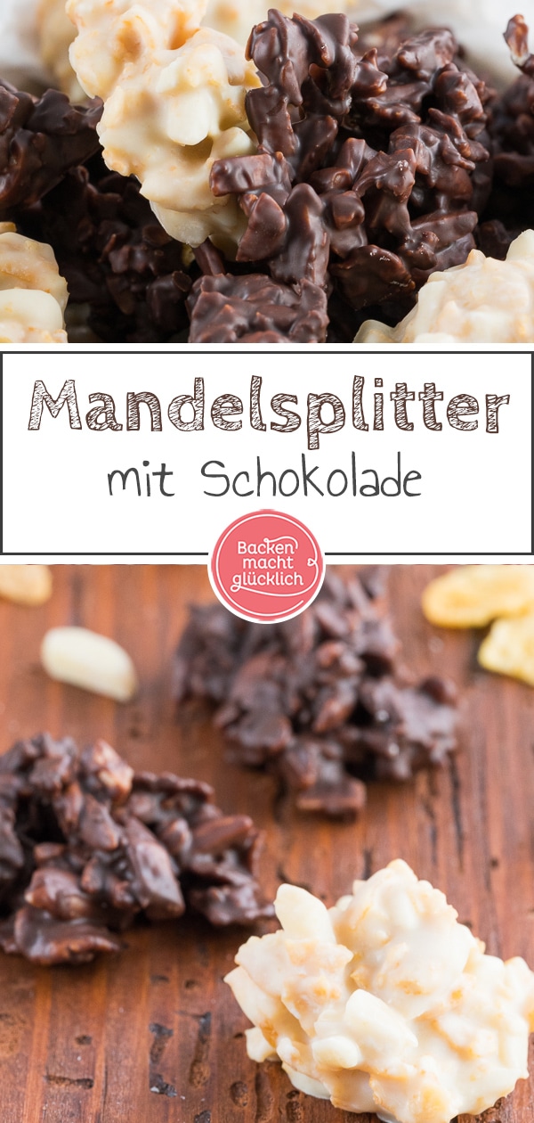 Schokocrossies mit Cornflakes und Mandeln gehen einfach immer! Die leckeren Knusperhäufchen schmecken an Weihnachten oder über das ganze Jahr verteilt.