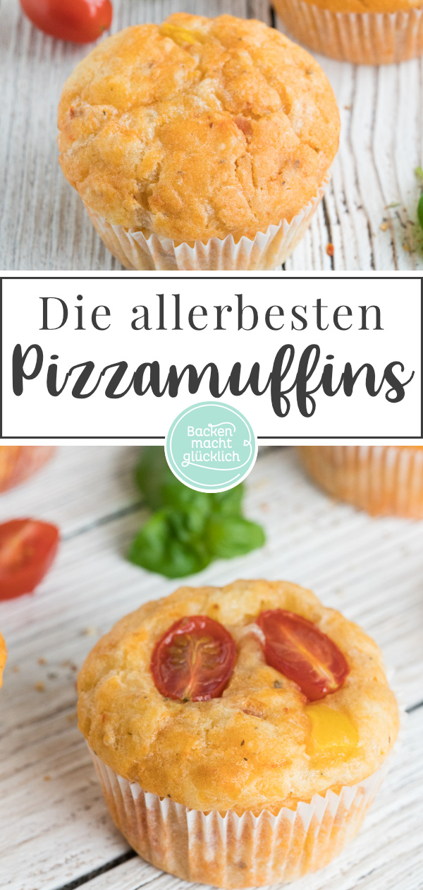 Schnelle Pizzamuffins ohne Hefe sind ein toller Partysnack für groß und klein - sie kommen garantiert gut an!