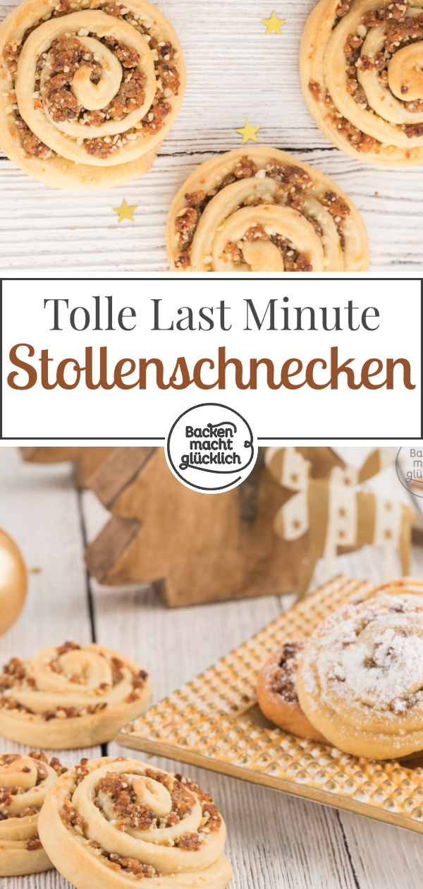 Diese Marzipan-Rosinen-Schnecken mit Zimt (Stollenschnecken) sind das perfekte Wintergebäck! Saftig & lecker!