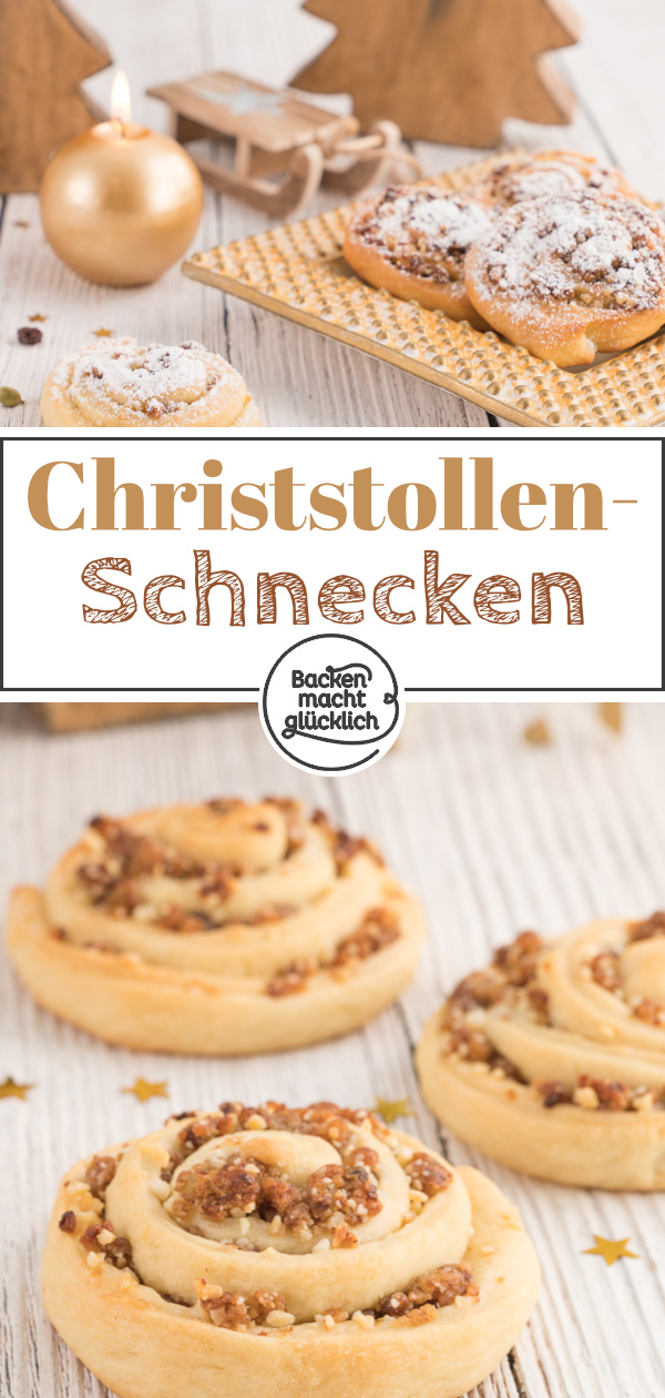 Diese Marzipan-Rosinen-Schnecken mit Zimt (Stollenschnecken) sind das perfekte Wintergebäck! Saftig & lecker!