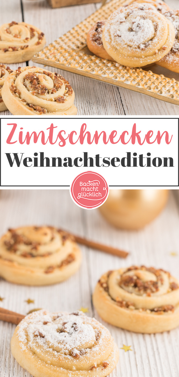 Diese Marzipan-Rosinen-Schnecken mit Zimt (Stollenschnecken) sind das perfekte Wintergebäck! Saftig & lecker!