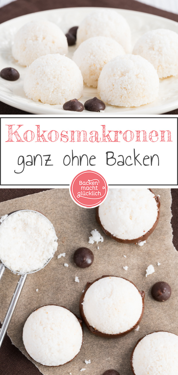 Diese veganen Kokosmakronen ohne Ei und ohne Backen bestehen aus nur 3 Zutaten. Einfach und köstlich!