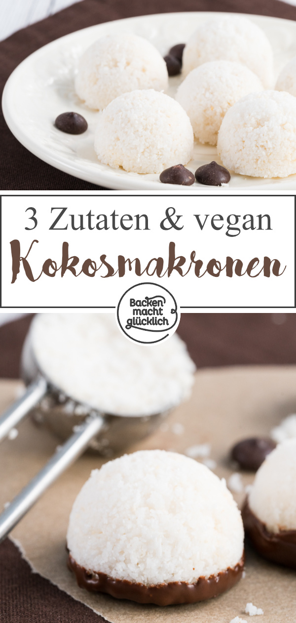 Diese veganen Kokosmakronen ohne Ei und ohne Backen bestehen aus nur 3 Zutaten. Einfach und köstlich!