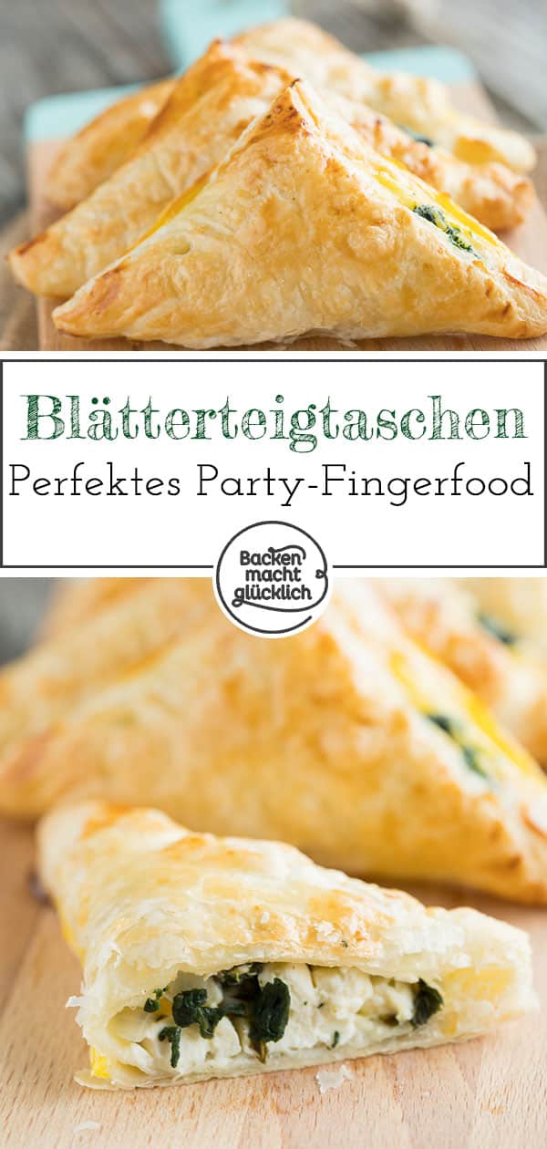 Blätterteigtaschen passen immer - ob auf dem Geburtstagsbuffet, zum Abendessen, beim Picknick oder als Snack. Herzhaft gefüllte Spinat-Blätterteigtaschen schmecken jedem. Ähnlich wie die Blätterteigschnecken mit Schinken und Käse gehören sie zu absoluten Party-Klassikern. Und mit fertigem Teig aus dem Kühlregal sind die gefüllten Blätterteigtaschen auch schnell und unkompliziert zubereitet.