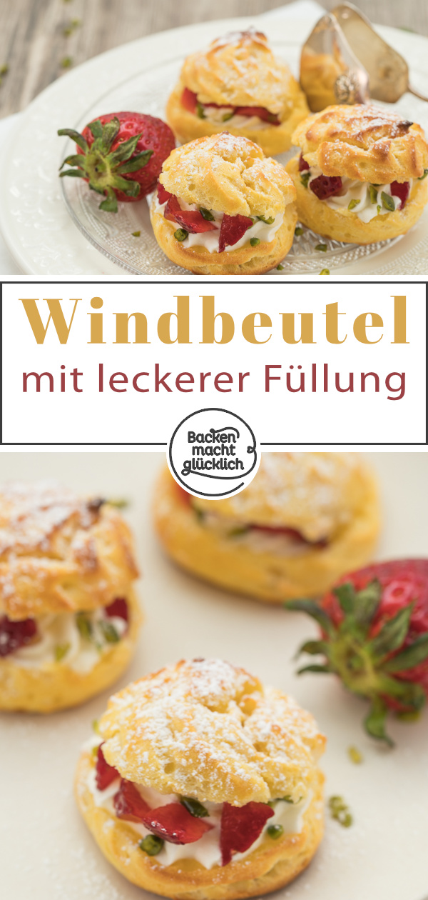 Ein Traum aus luftig-leichtem Brandteig und Schlagsahne: Diese selbstgemachten Windbeutel mit Füllung schmecken köstlich!