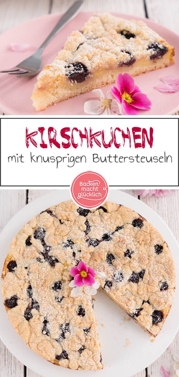 Der einfache Butterstreuselkuchen mit Pudding kommt wirklich immer gut an! Je nach Geschmack und Saison lässt sich der Pudding-Streusel-Kuchen mit Kirschen, Pflaumen oder Äpfeln kombinieren. Unbedingt austesten! #streusel #streuselkuchen #kirschkuchen #kirschen #obstkuchen #backenmachtglücklich