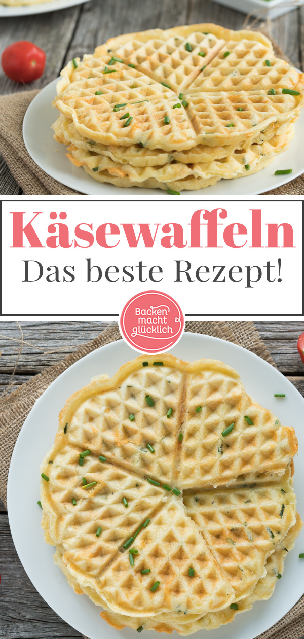 Tolles Grundrezept für einfache herzhafte Käsewaffeln - der pikante Waffelteig ist super vielfältig & schnell gemacht