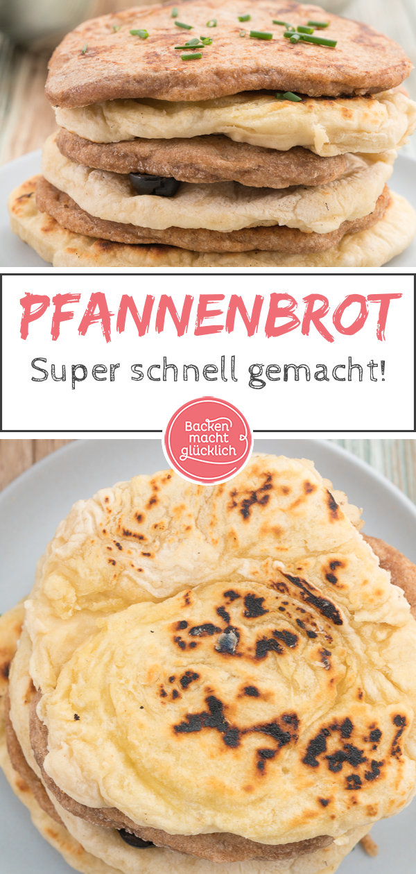 Dieses Pfannenbrot ohne Hefe ist blitzschnell aus wenigen Zutaten gemacht. Perfekt fürs Abendessen oder als Snack.