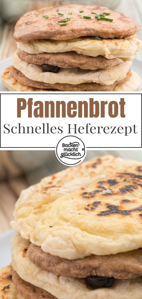 Dieses Pfannenbrot ohne Hefe ist blitzschnell aus wenigen Zutaten gemacht. Perfekt fürs Abendessen oder als Snack.