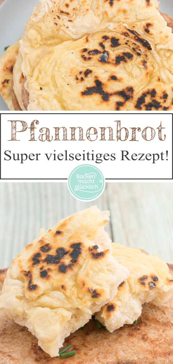 Dieses Pfannenbrot ohne Hefe ist blitzschnell aus wenigen Zutaten gemacht. Perfekt fürs Abendessen oder als Snack.