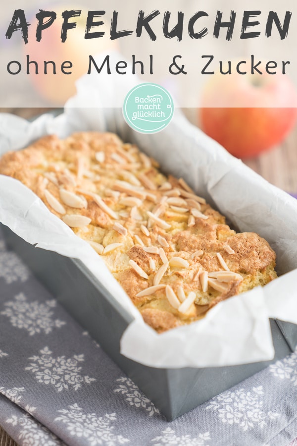 Lust auf einen köstlichen Apfelkuchen ohne Zucker und Mehl? Dieser ist glutenfrei, saftig & besteht aus nur 4 Zutaten!