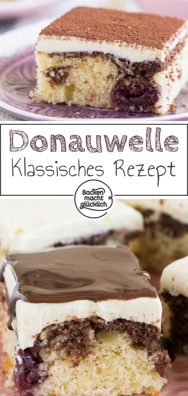 Donauwelle vom Blech ist ein köstlicher Klassiker! Unser einfaches Donauwellen-Rezept mit Pudding-Buttercreme und Kirschen kommt bei Groß und Klein gut an.