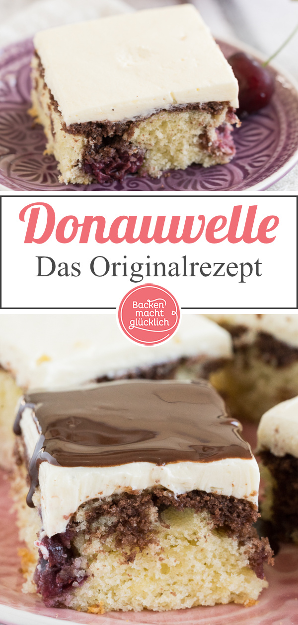 Donauwelle vom Blech ist ein köstlicher Klassiker! Unser einfaches Donauwellen-Rezept mit Pudding-Buttercreme und Kirschen kommt bei Groß und Klein gut an.