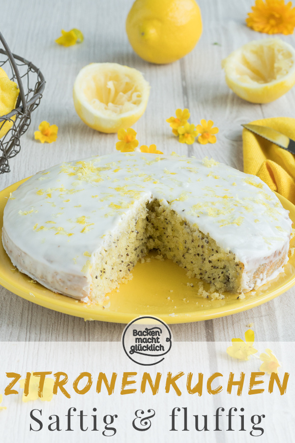 Dieser Zitronenkuchen mit Mohn schmeckt der ganzen Familie! Er wird wunderbar saftig, fluffig & erfrischend.