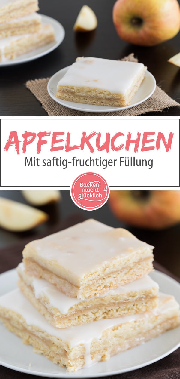 Köstlicher gedeckter Apfelmuskuchen vom Blech: Dieser Apfelkuchen mit Apfelmus wird wunderbar mürbe, saftig und zart. Der Apfelkuchen schmeckt auch nach 2 Tagen noch frisch.