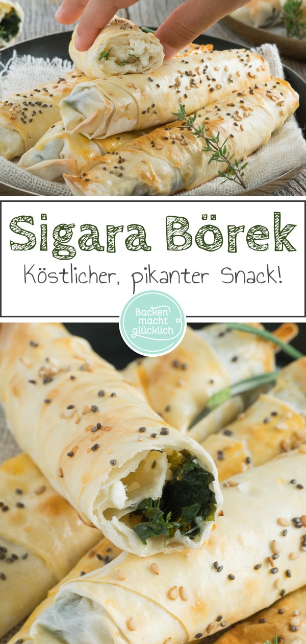 Börek mit Schafskäse und Spinat sind ein toller türkischer Snack. Mit diesem Rezept sind die Röllchen schnell zubereitet!