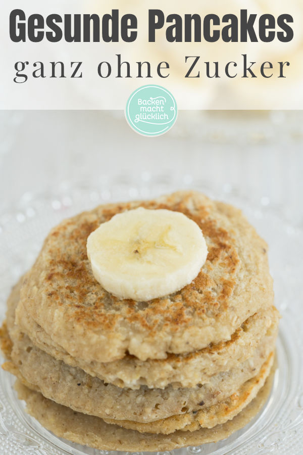 Vegane 3-Zutaten-Pancakes ohne Ei, Mehl, Milch, Zucker, dafür mit Haferflocken und Banane. Schmecken Groß und Klein!
