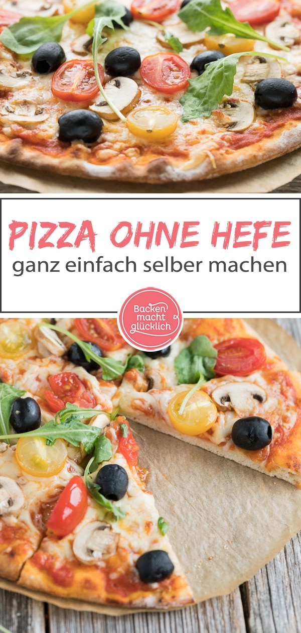 Heißhunger auf Pizza? Meinen Pizzateig ohne Hefe könnt ihr in nur 5 Minuten Zuhause nachmachen. So zaubert ihr in Windeseile eine knusprig leckere Pizza ohne Hefe auf den Tisch.