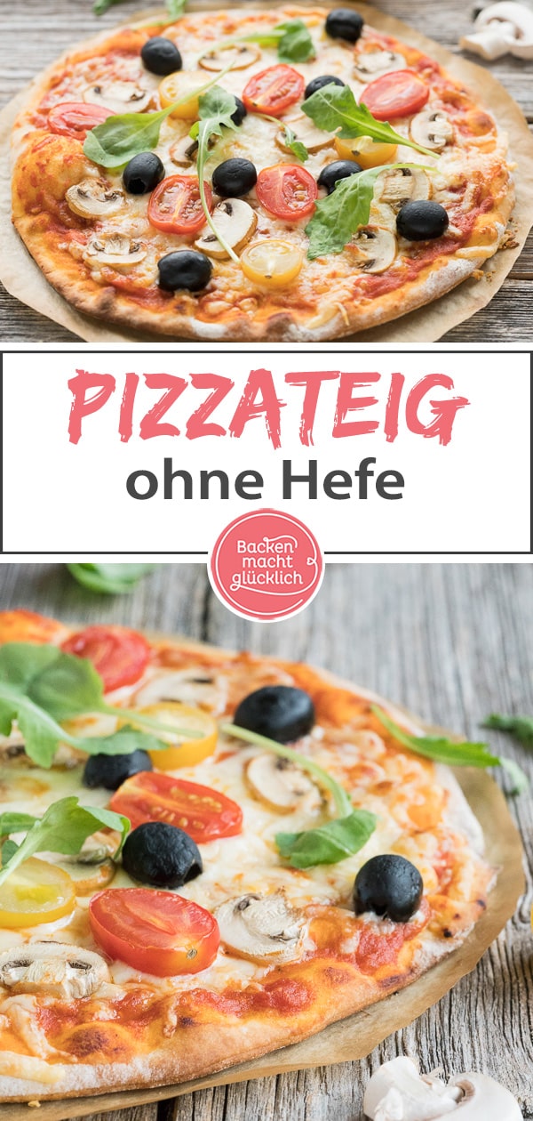 Heißhunger auf Pizza? Meinen Pizzateig ohne Hefe könnt ihr in nur 5 Minuten Zuhause nachmachen. So zaubert ihr in Windeseile eine knusprig leckere Pizza ohne Hefe auf den Tisch.