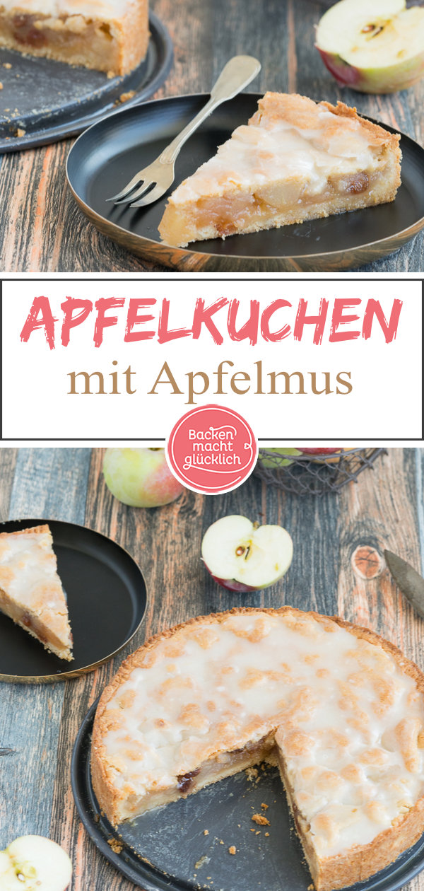 Köstlicher gedeckter Apfelmuskuchen vom Blech: Dieser Apfelkuchen mit Apfelmus wird wunderbar mürbe, saftig und zart. Der Apfelkuchen schmeckt auch nach 2 Tagen noch frisch.