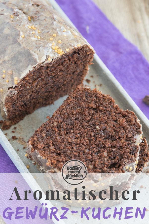 Saftiger Gewürz-Kuchen mit Schokolade, Lebkuchengewürz und Zimtguss. Ein echter Klassiker für die kalte Jahreszeit!