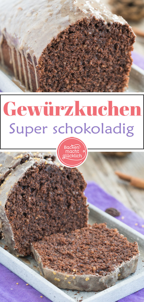 Saftiger Gewürz-Kuchen mit Schokolade, Lebkuchengewürz und Zimtguss. Ein echter Klassiker für die kalte Jahreszeit!