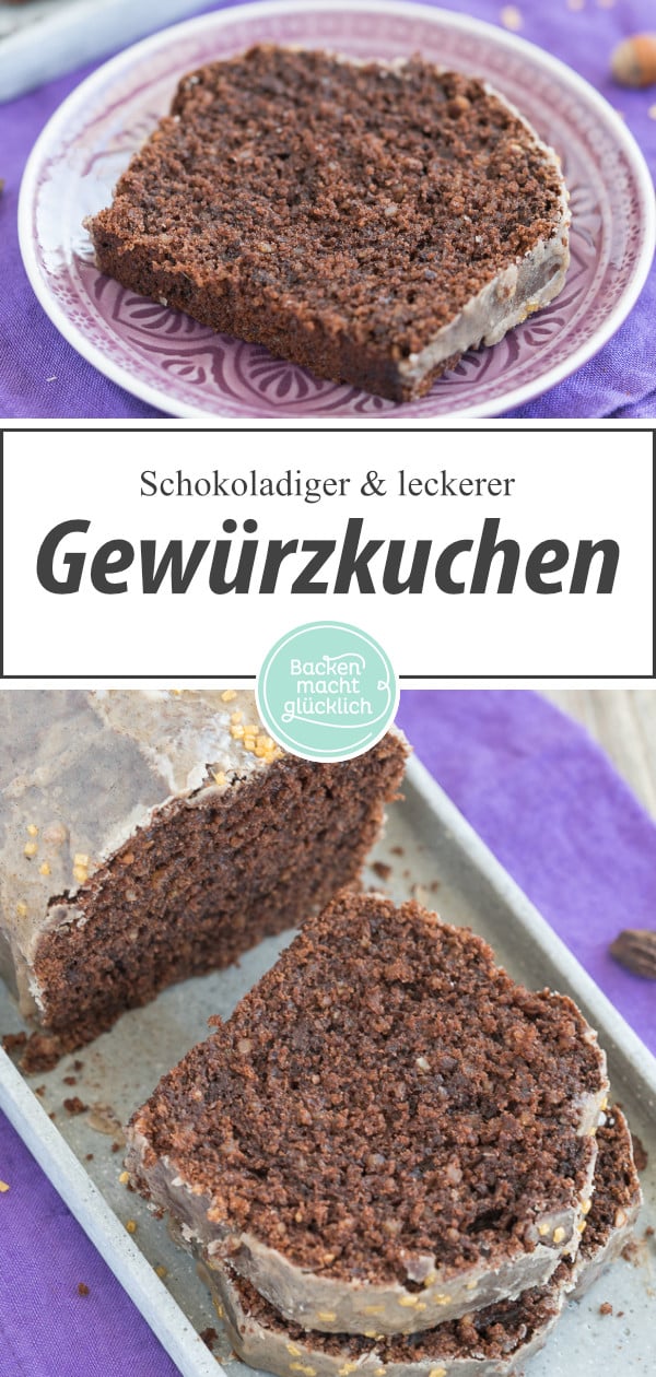 Saftiger Gewürz-Kuchen mit Schokolade, Lebkuchengewürz und Zimtguss. Ein echter Klassiker für die kalte Jahreszeit!