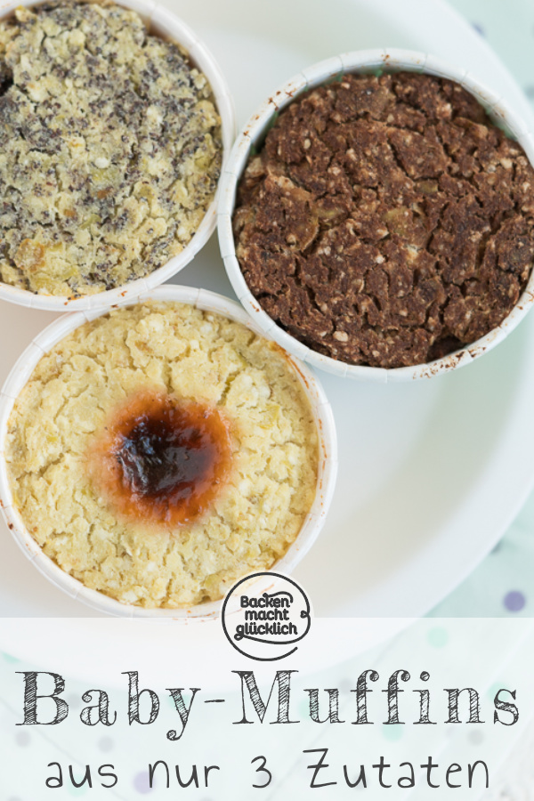 Tolle gesunde Baby-Muffins ohne Ei, Zucker, Milch und Mehl - vegan, glutenfrei und aus nur 3 Zutaten!