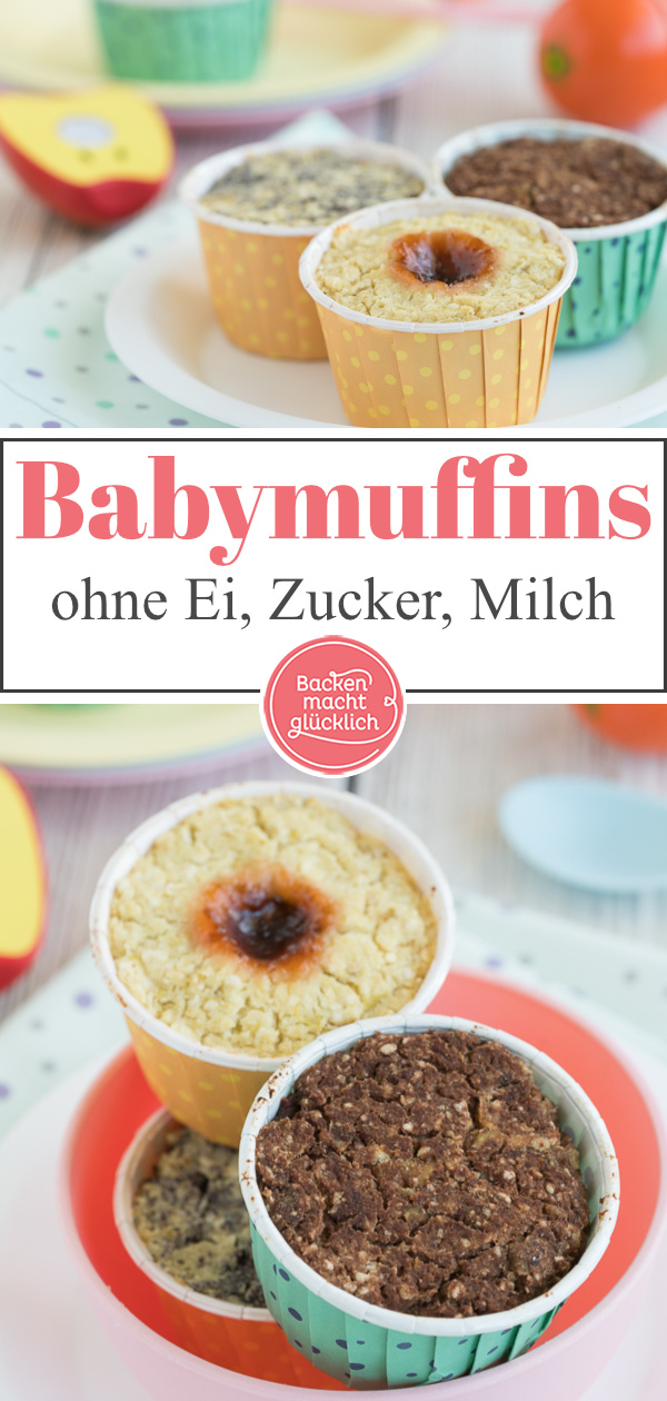 Tolle gesunde Baby-Muffins ohne Ei, Zucker, Milch und Mehl - vegan, glutenfrei und aus nur 3 Zutaten!