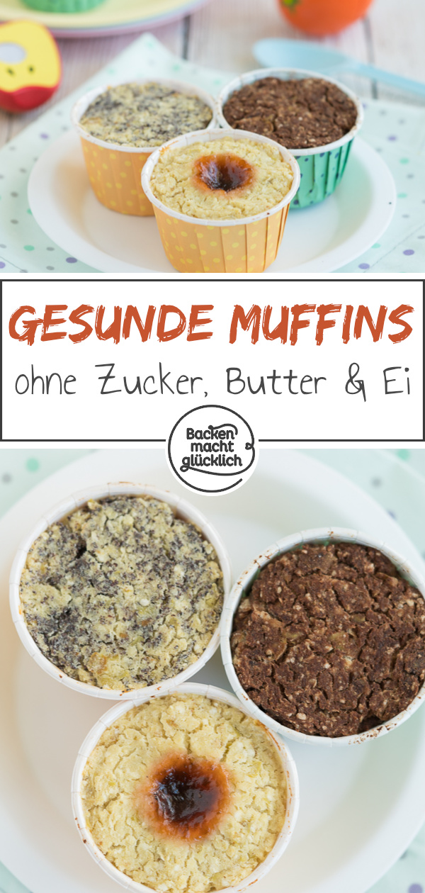 Tolle gesunde Baby-Muffins ohne Ei, Zucker, Milch und Mehl - vegan, glutenfrei und aus nur 3 Zutaten!